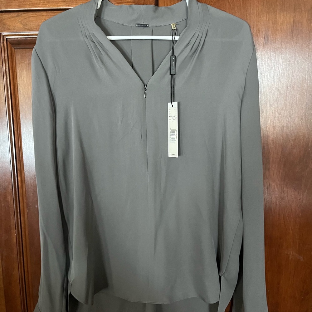 Elie Tahari Charcoal Blouse $228 retail
